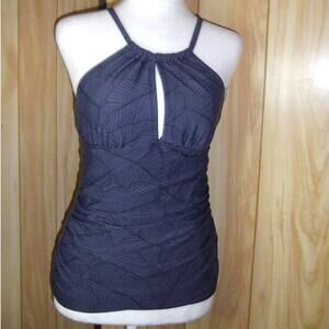 NWT Kona Sol Halter Neckline Geometric Swimwear Built-In Bra Tankini Top S